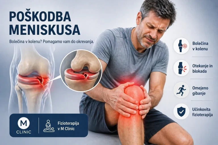 poškodba meniskusa bolečina v kolenu fizioterapija
